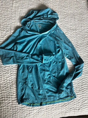 Nike Dri-FIT Heathered Pullover Hoodie with Thumbholes Blue Medium